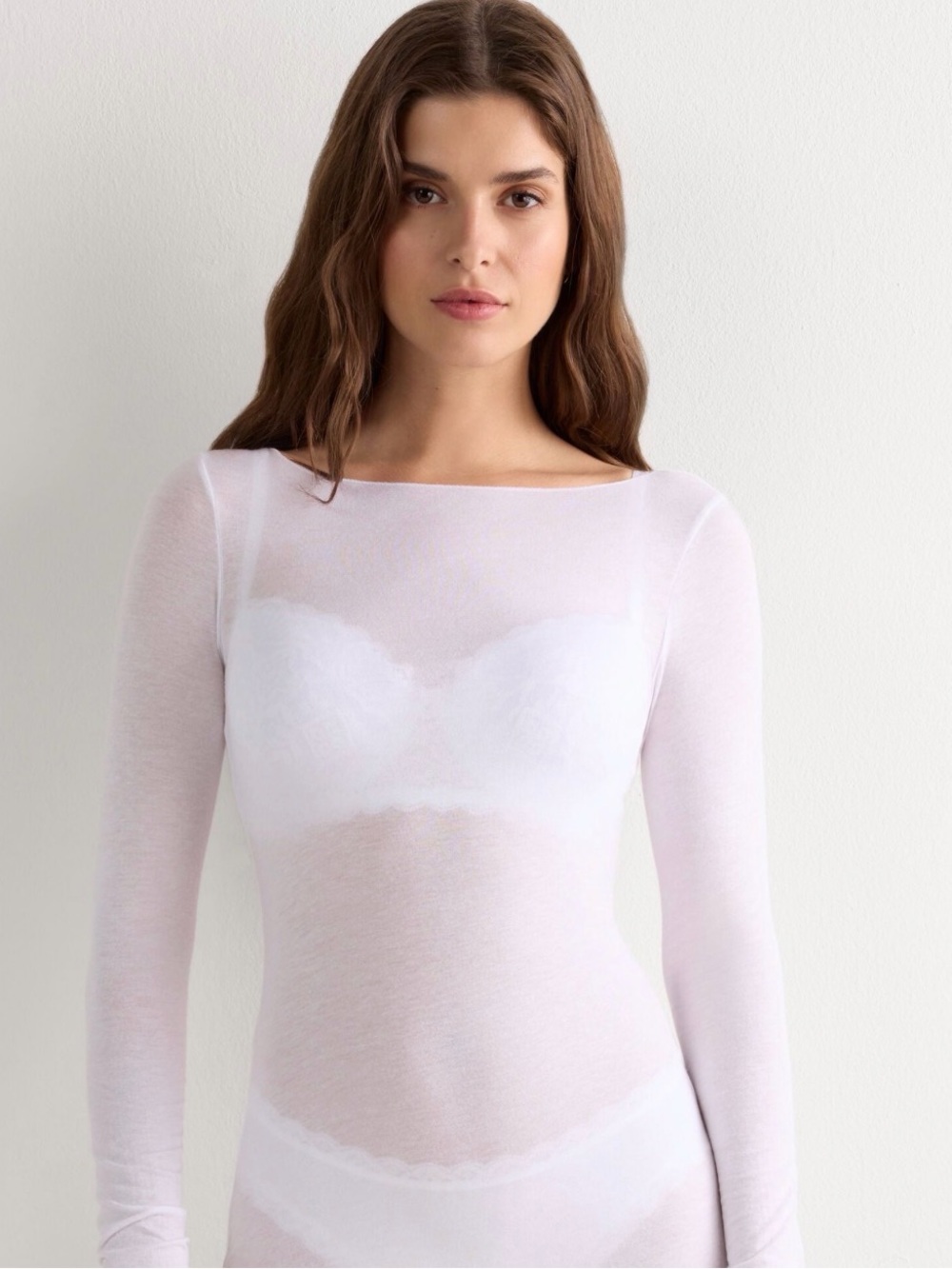 White Boat Neck Cashmere Top